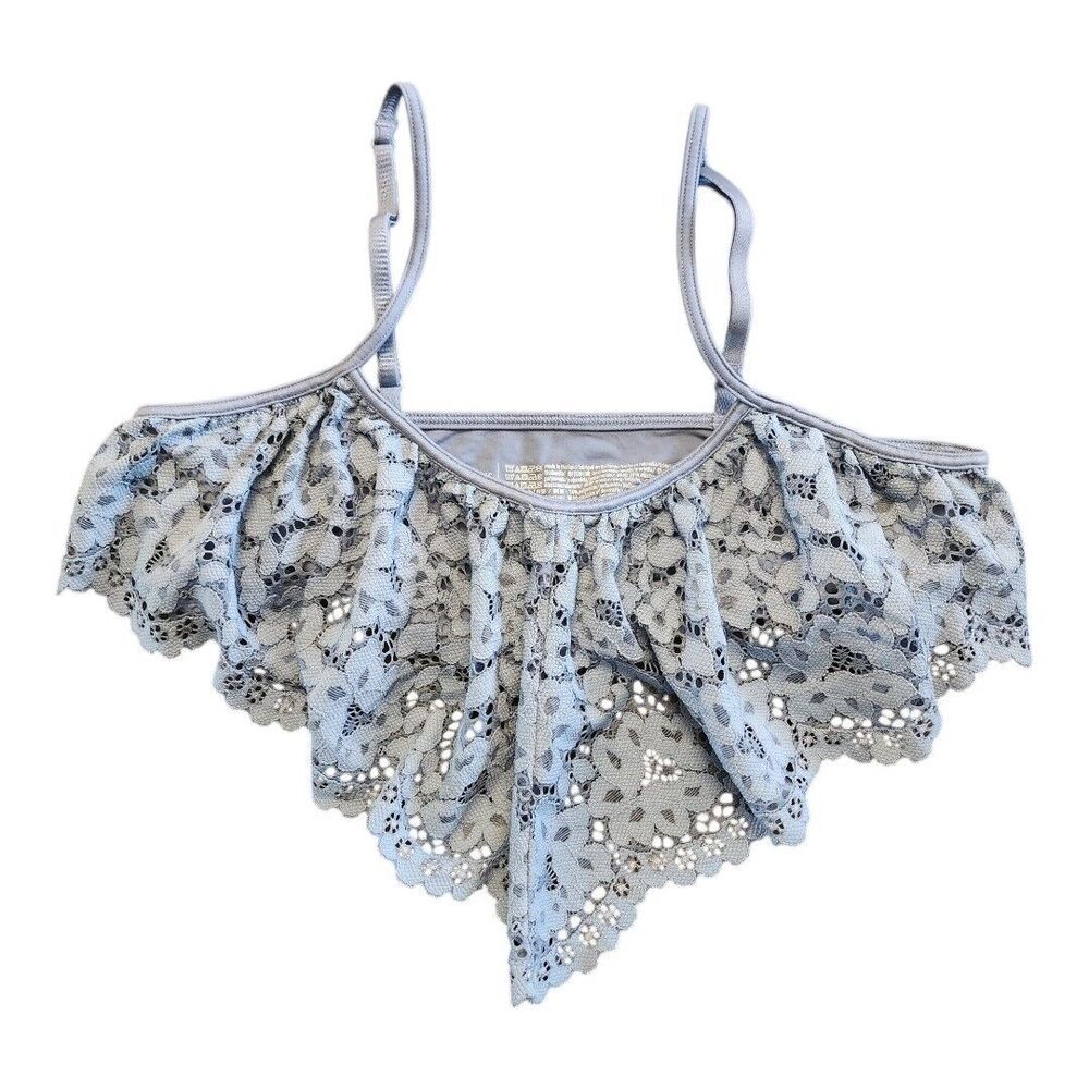 Victorias Secret Body By Victoria Unlined Floral Lace‎ Bralette Medium Blue NWOT